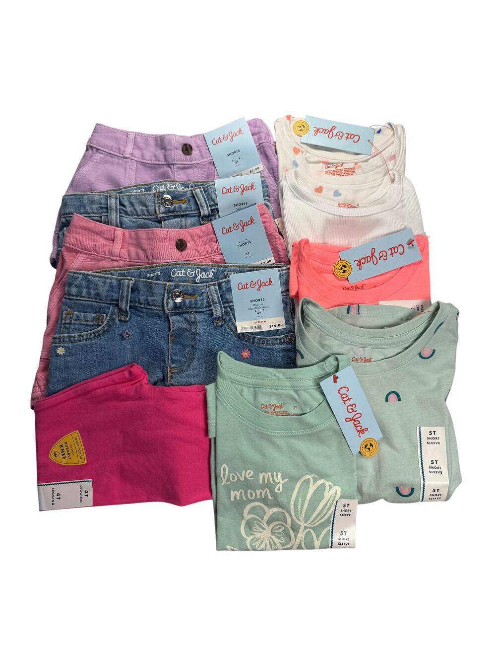 NWT Girls 10pc Bundle Size 3T-5T Shorts Tees Cat & Jack Summer Reseller Lot